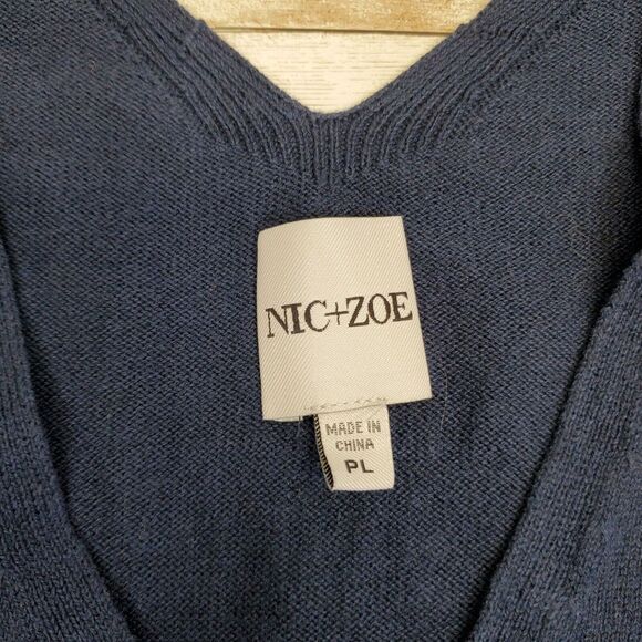 NIC + ZOE Color Spun Short Sleeved‎ Sweater in Indigo Multi - Picture 3 of 5